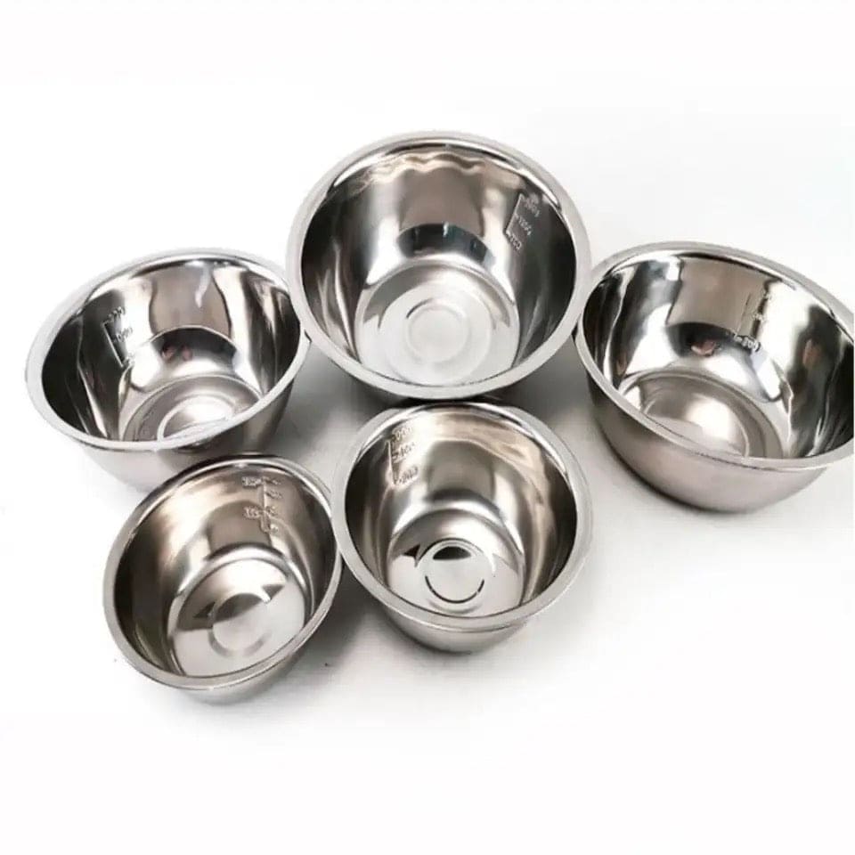 Set Of 5 Metal Mixing Bowls, Non Slip Nesting Whisking Bowls Set, Mixing Bowls For Salad Cooking Baking Food Container, Stackable Portable Cooking Nesting Storage Bowls For Home Kitchen Outdoor Camping, Rust-proof Food Storage Prep Bowl Set Of 5 Metal Mixing Bowls, Non Slip Nesting Whisking Bowls Set, Mixing Bowls For Salad Cooking Baking Food Container, Stackable Portable Cooking Nesting Storage Bowls For Home Kitchen Outdoor Camping, Rust-proof Food Storage Prep Bowl